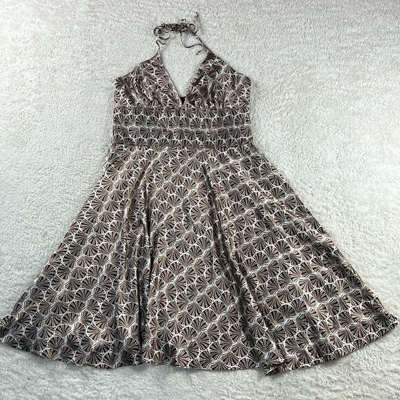 Alyn Paige patterned satin a line cocktail party halter dress, 13 14 - Picture 3 of 9